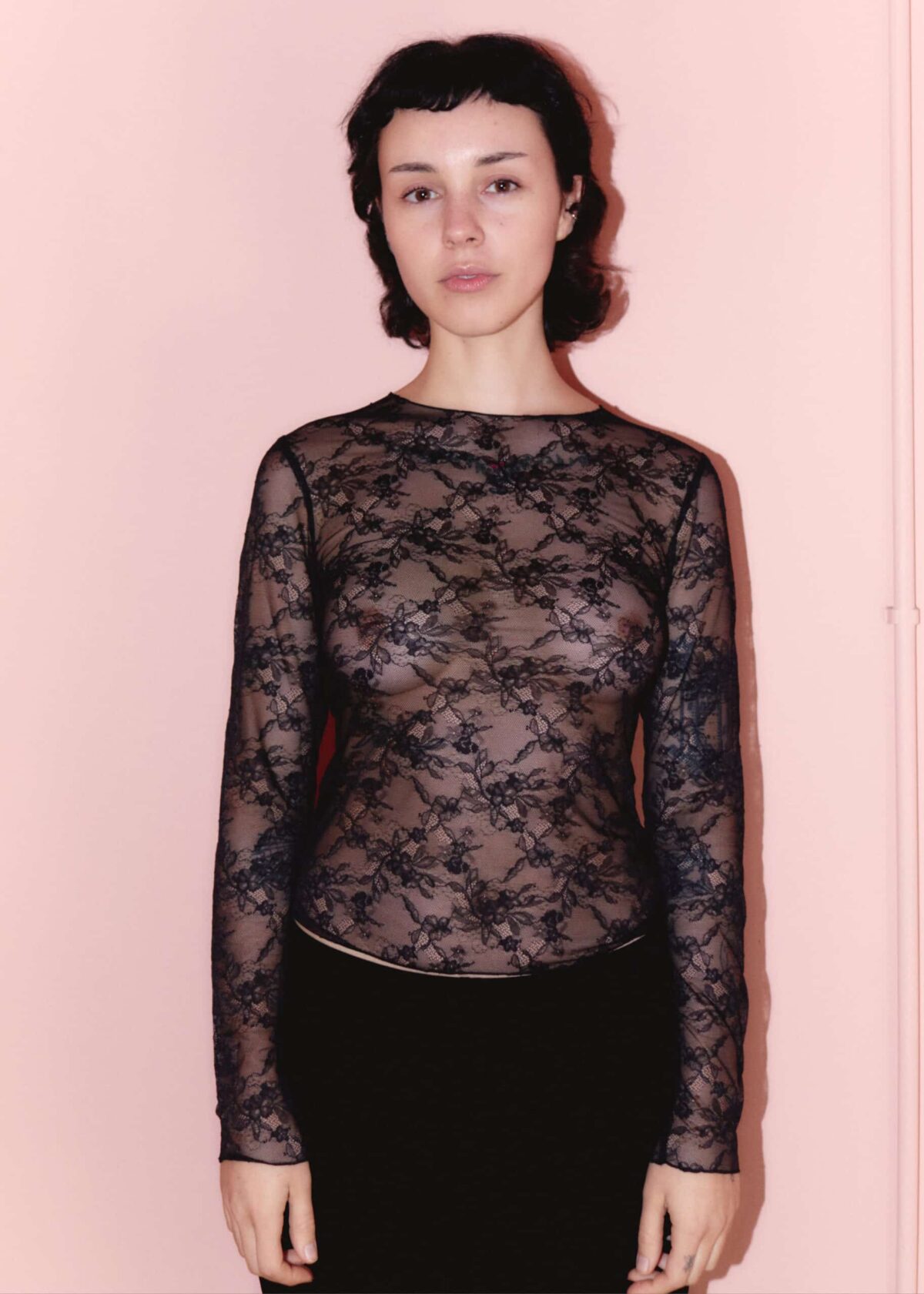 Agneta black lace top