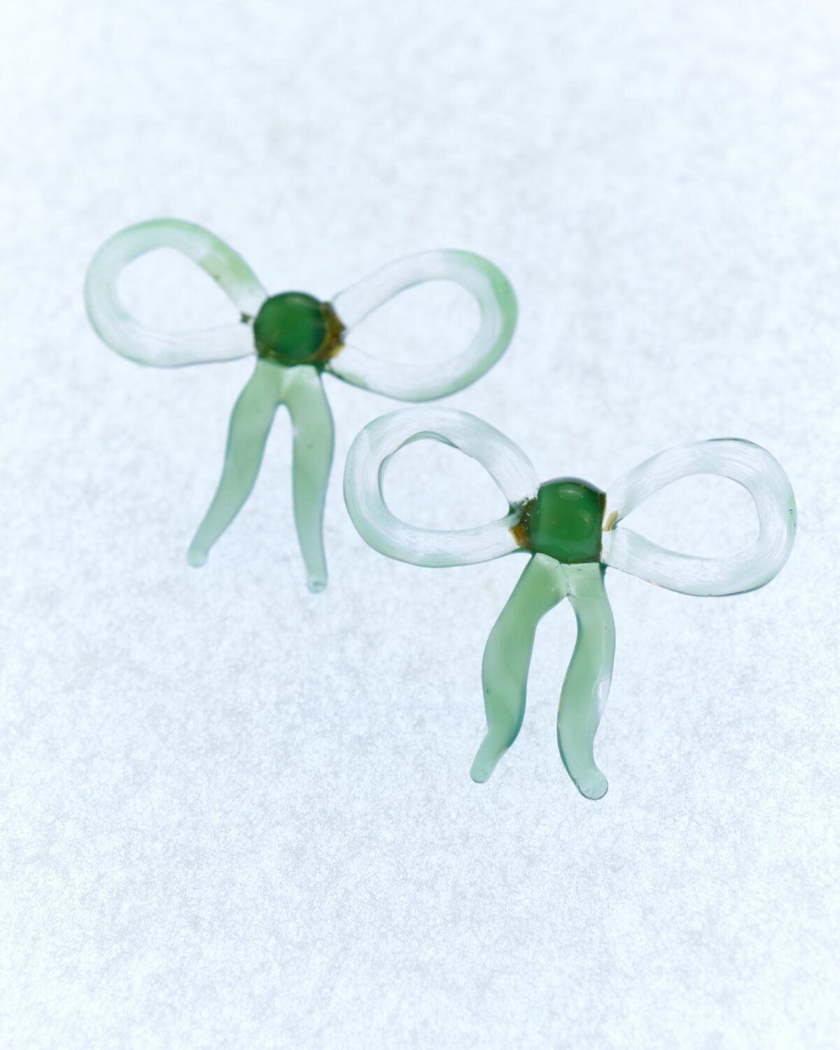 glass bow earrings green levens