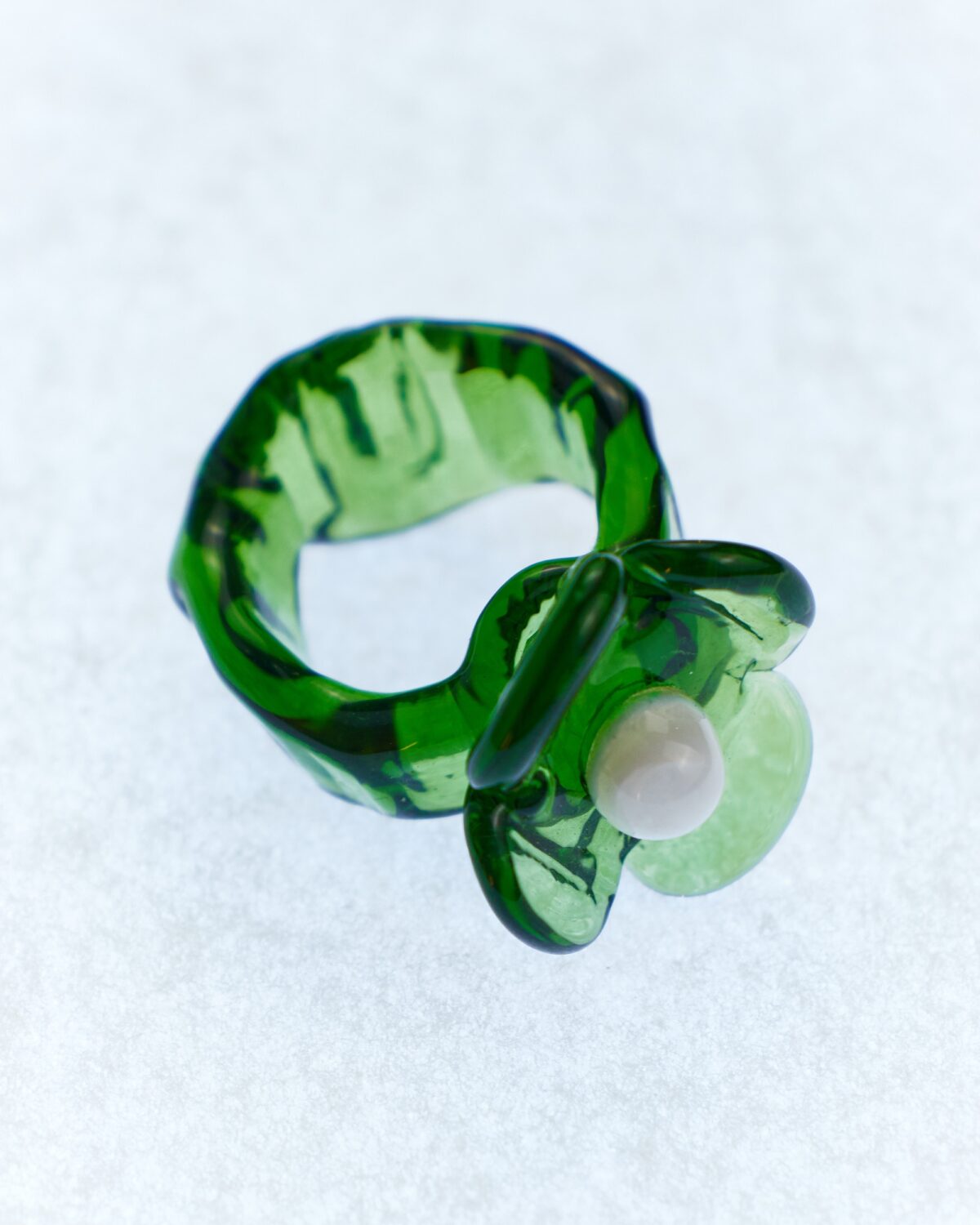 pretty baby glass ring green white levens