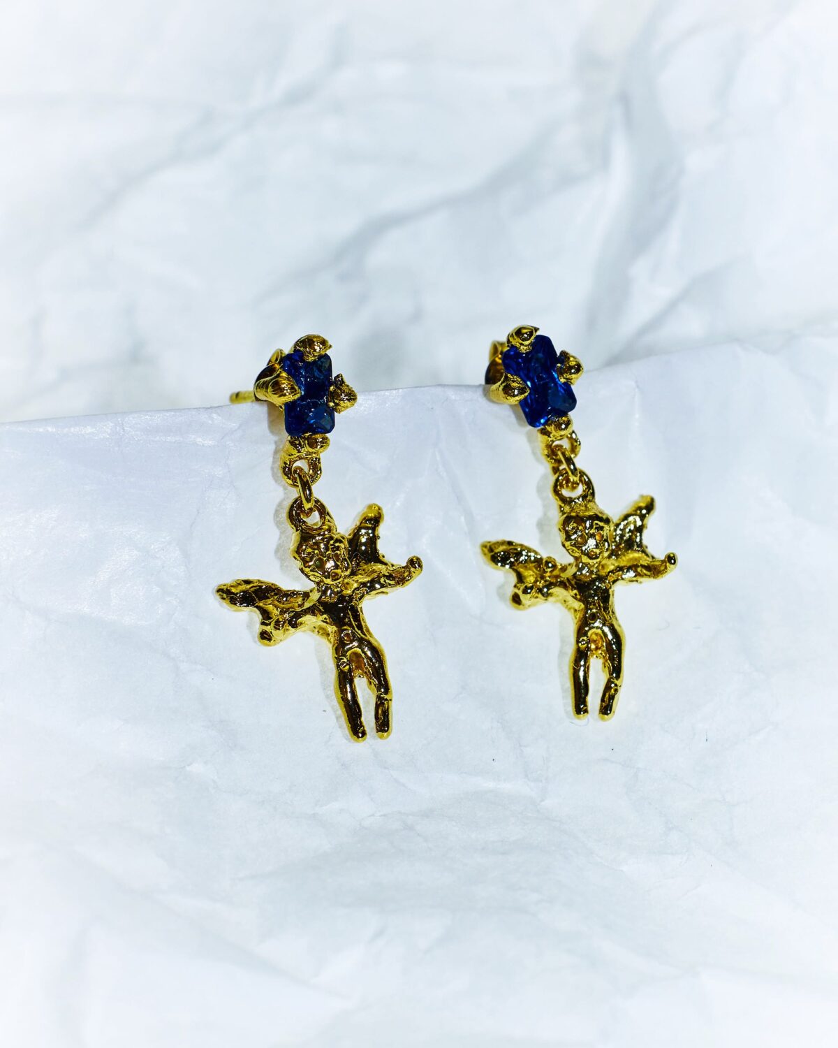 angelitos durmientes golden dark blue earrings sofía rocha