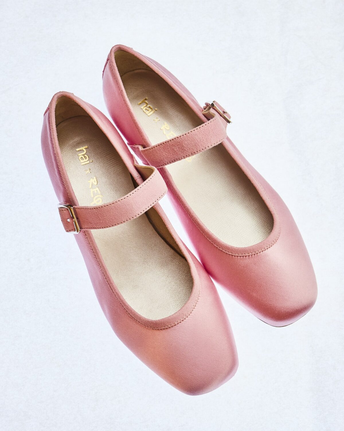 constance pink silk mary janes hai