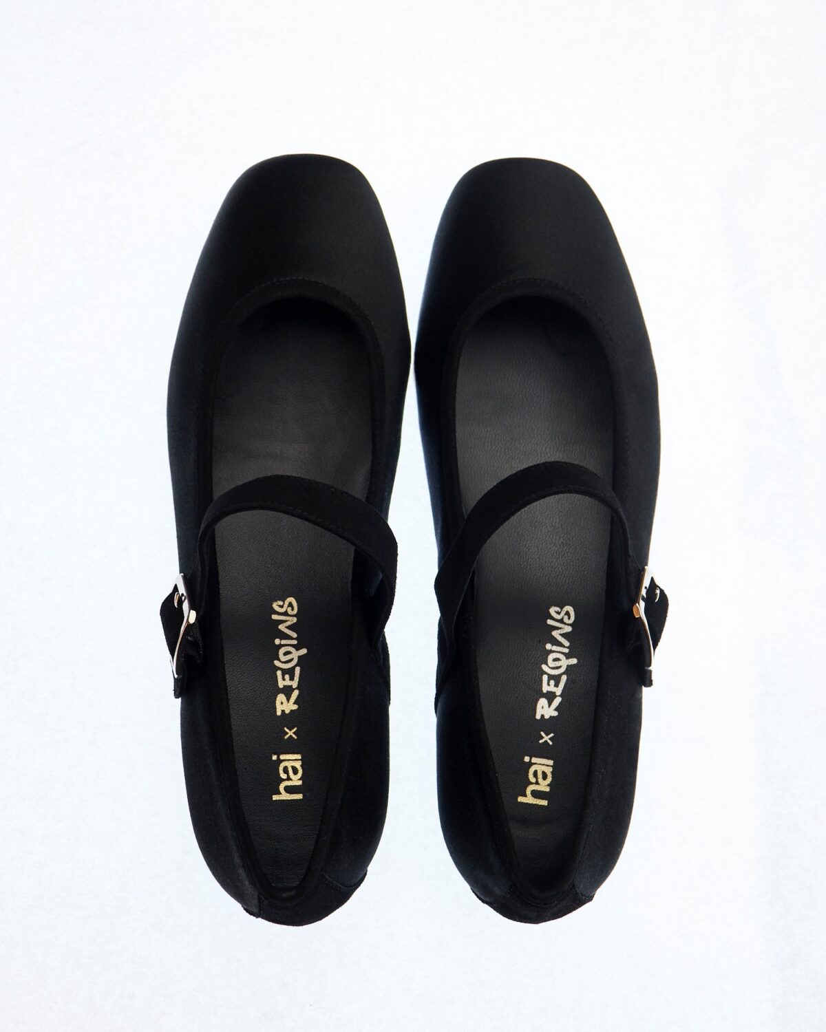 constance black silk mary janes hai