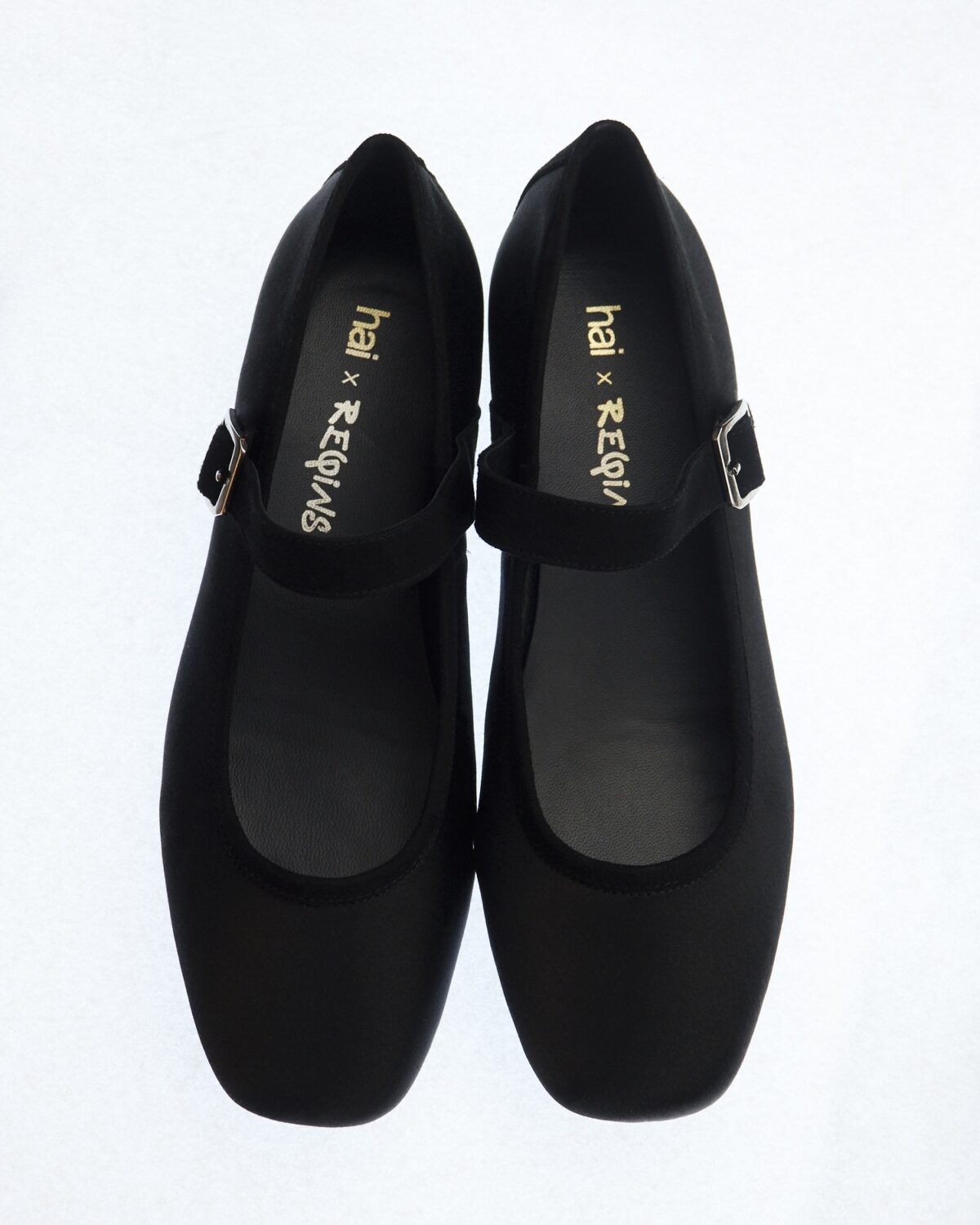 constance black silk mary janes hai