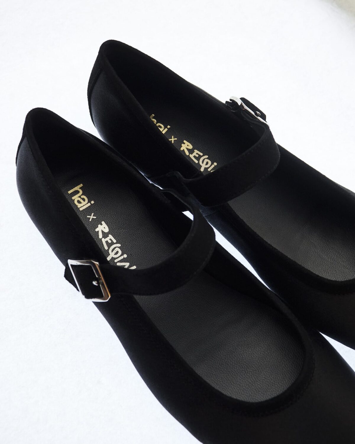 constance black silk mary janes hai