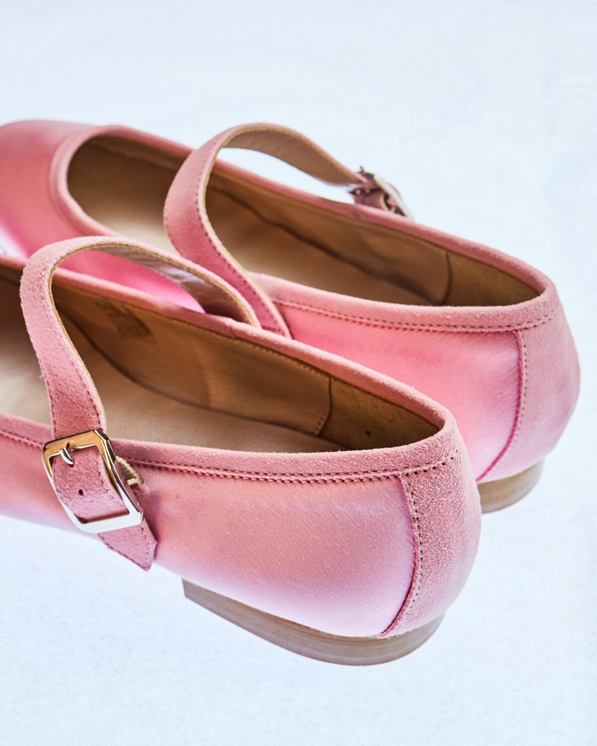 constance pink silk mary janes hai