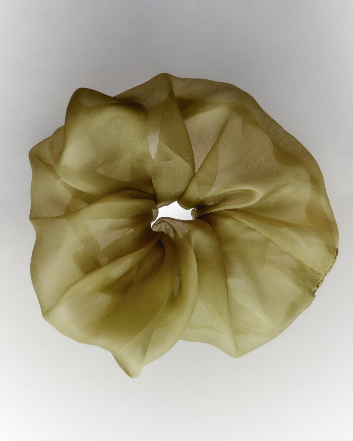 Organza golden green scrunchie