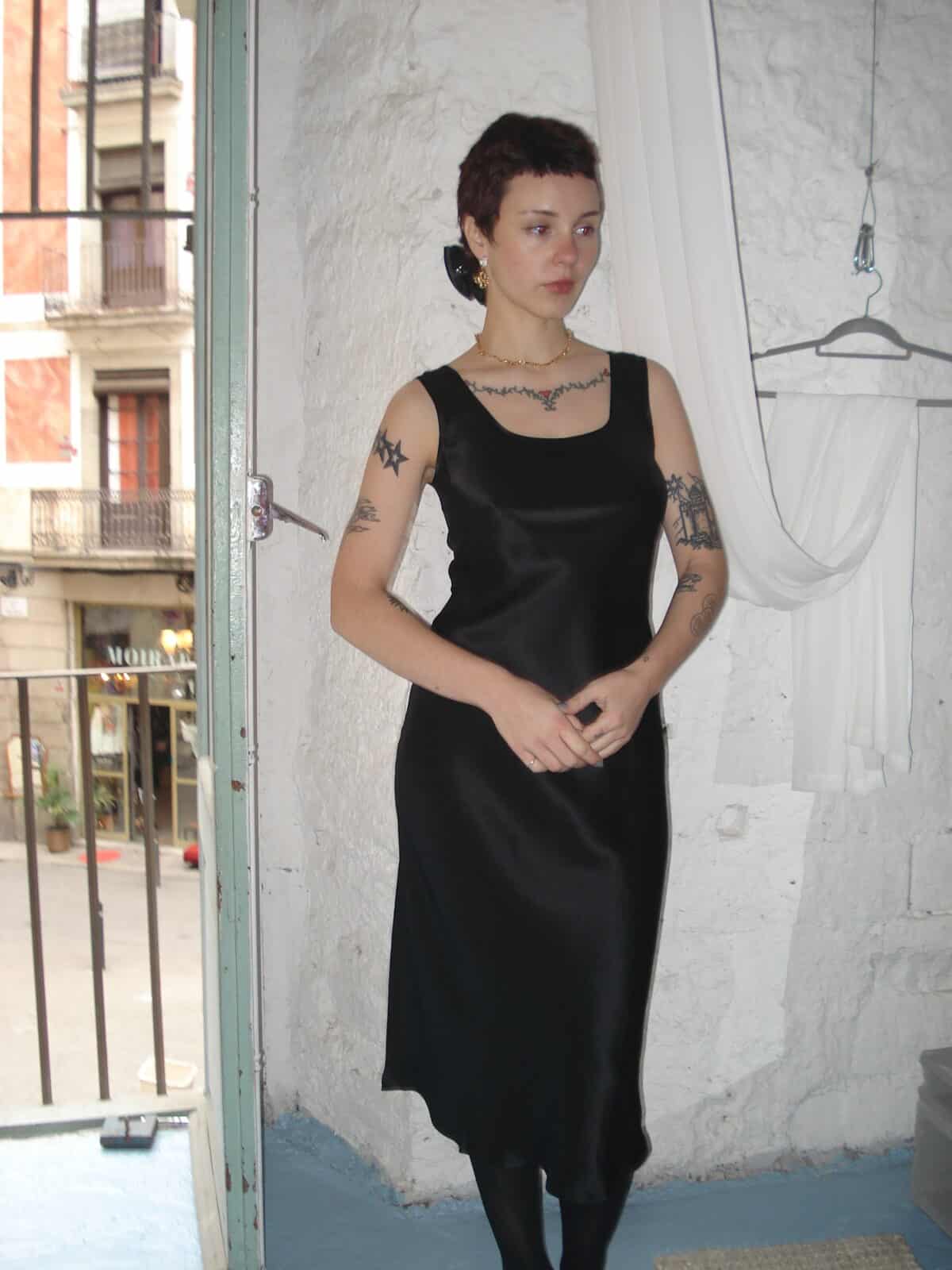 florence black silk dress hai