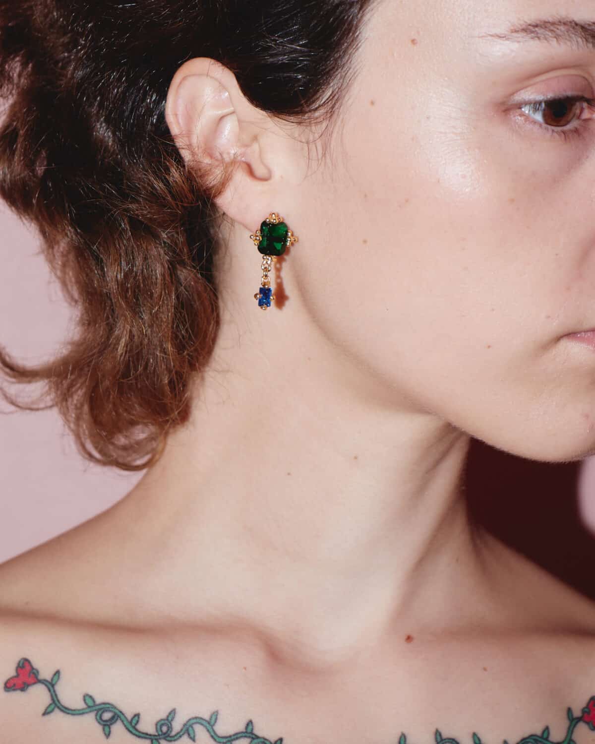 dark green deep blue awake golden earrings sofia rocha