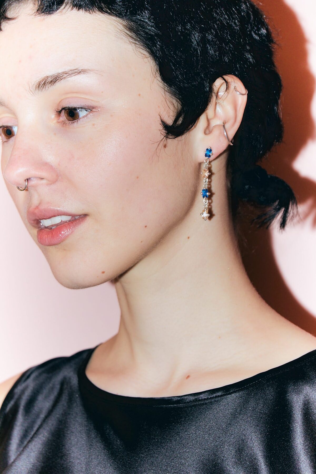 spell silver deep blue light pink earrings sofía rocha