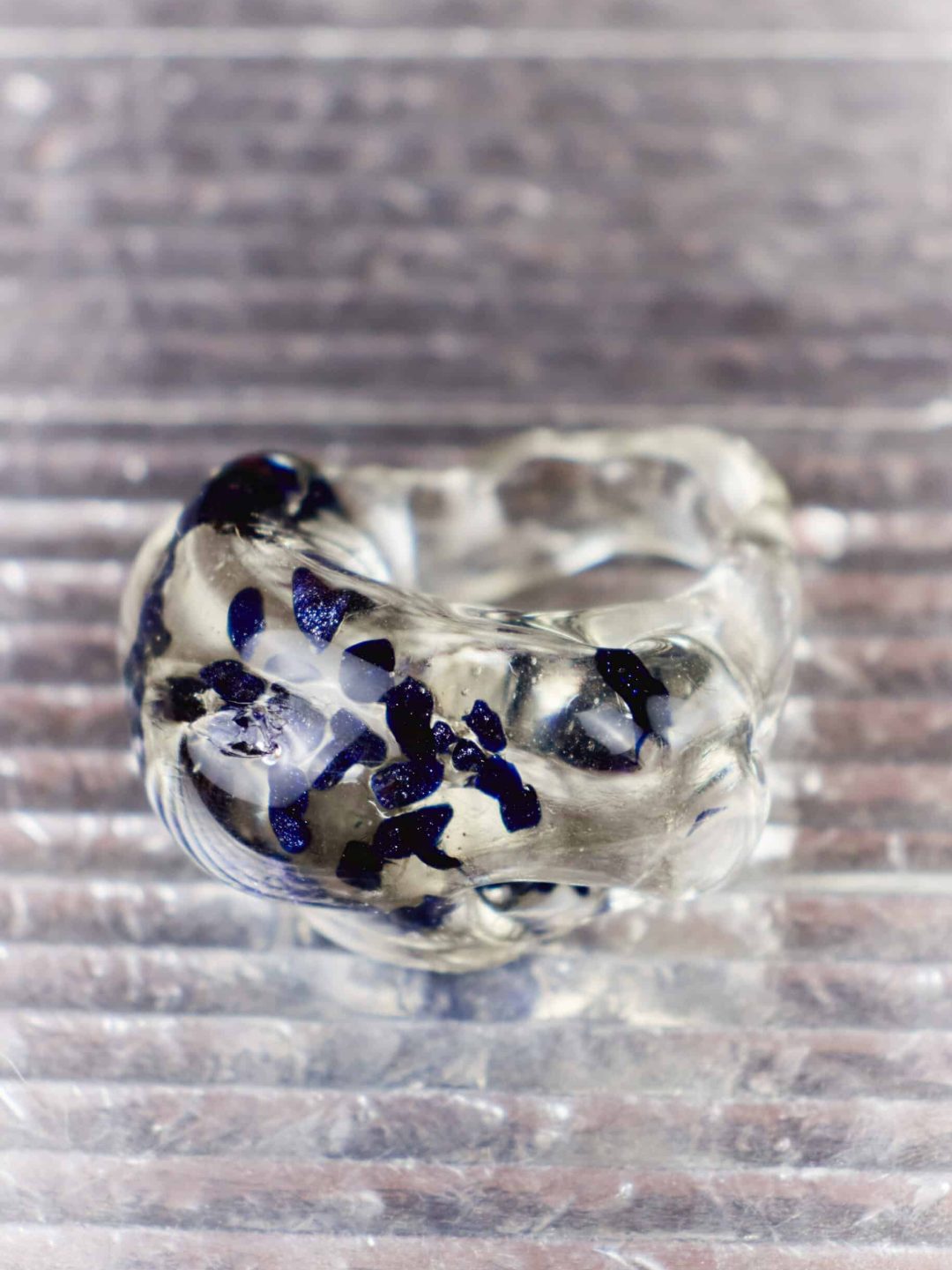 blue transparent glass ring justine menard