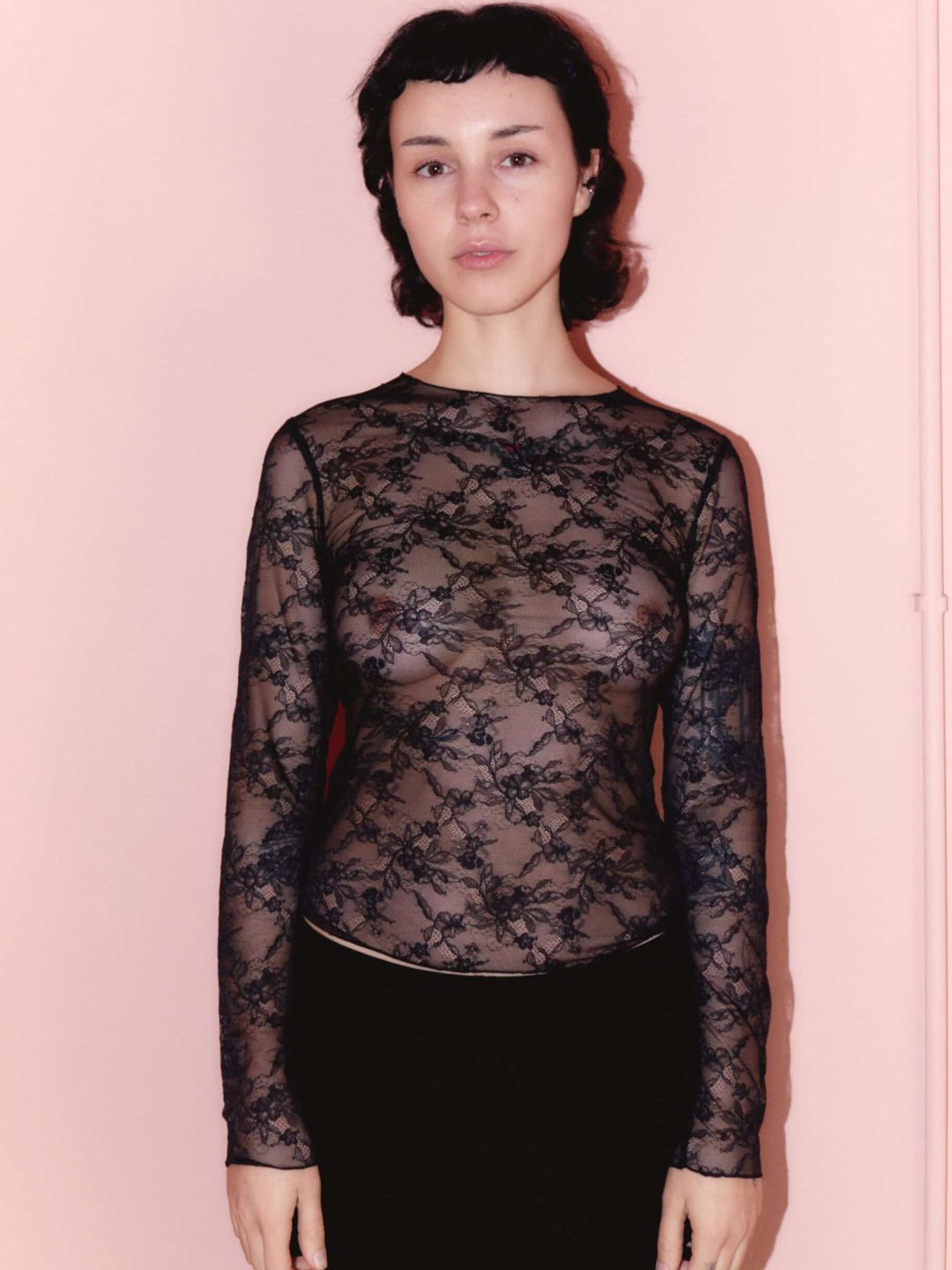 Agneta black lace top