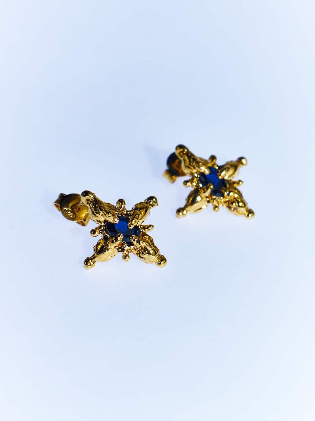 lucky deep blue golden earrings sofia rocha