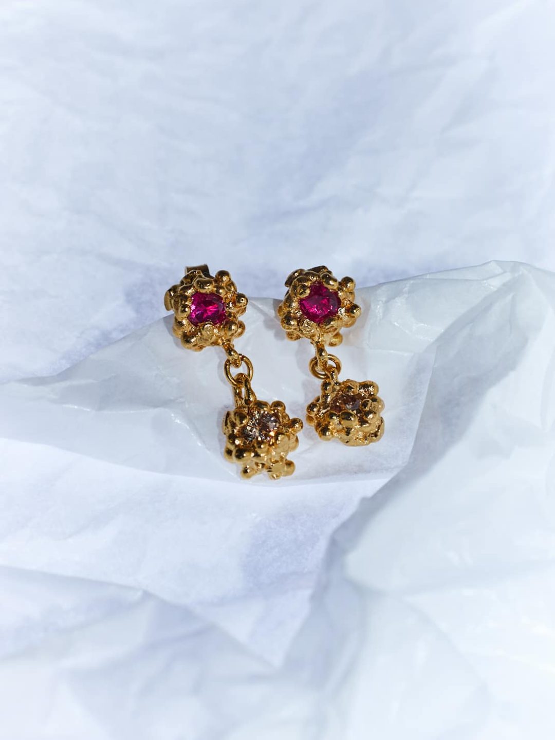 petra long golden fucsia & salmon earrings sofía rocha