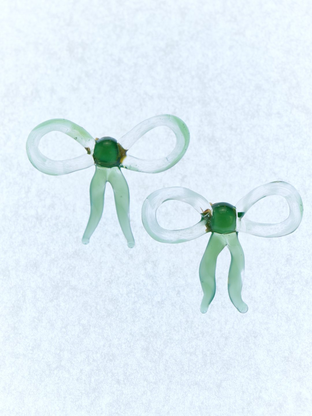 glass bow earrings green levens