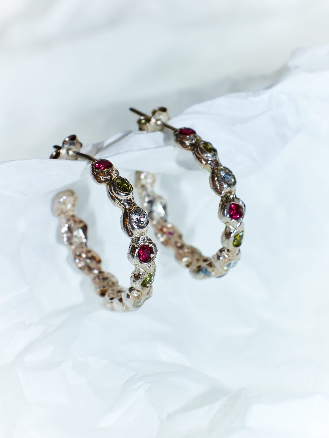 soya hoops silver fucsia olive green white earrings sofía rocha