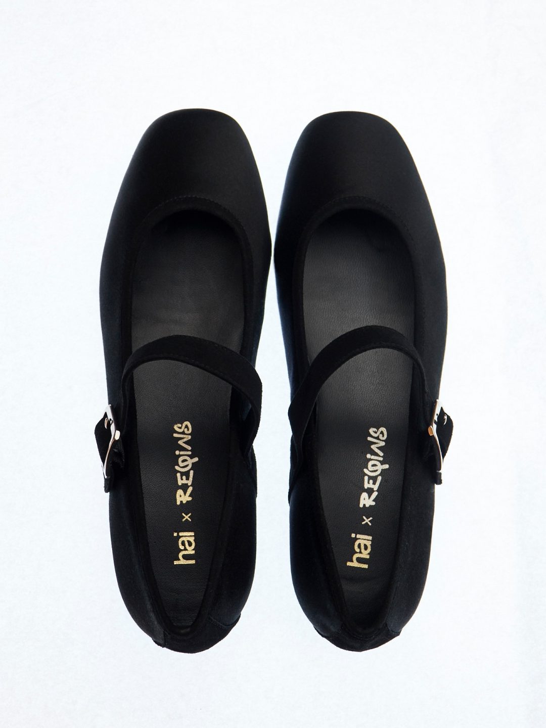 constance black silk mary janes hai