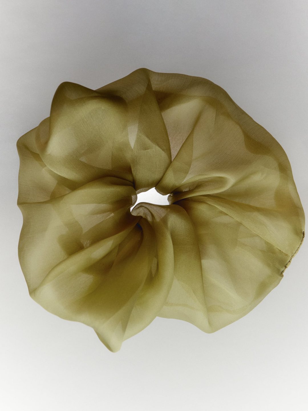 Organza golden green scrunchie