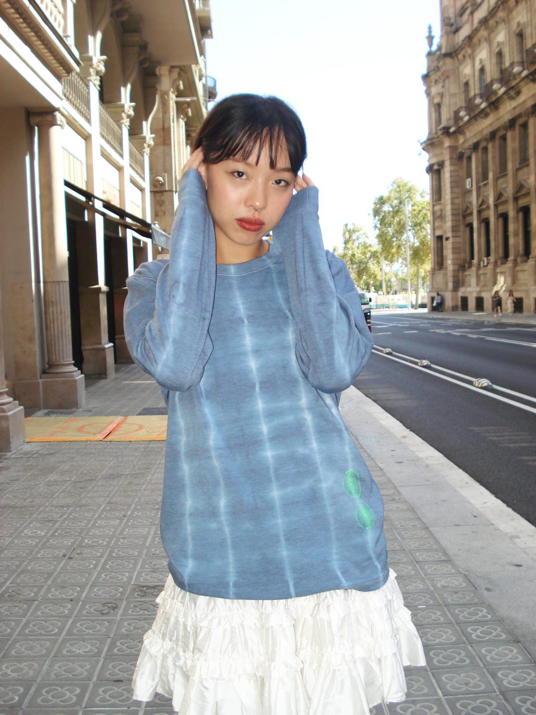 tie-dye thermal crewneck awides muy frágil