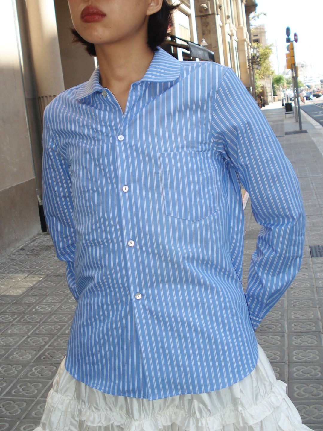 elia shirt blue white stripes home of hai muy frágil