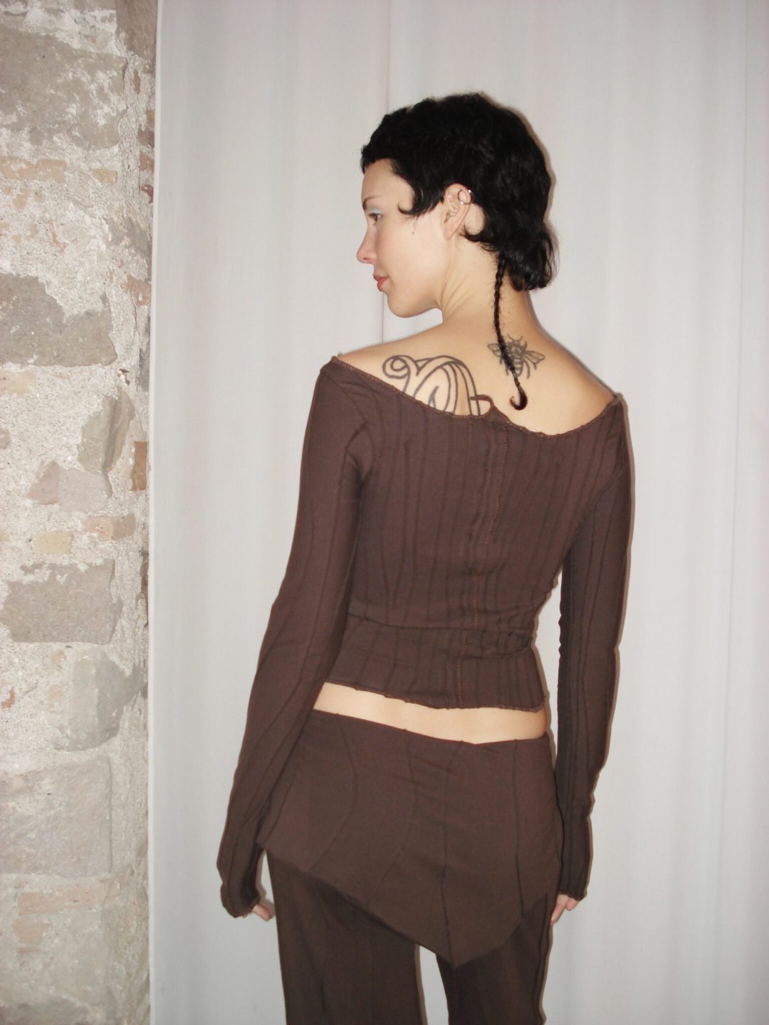 chocolate scraps bandage long sleeve top mariola homoncik muy frágil