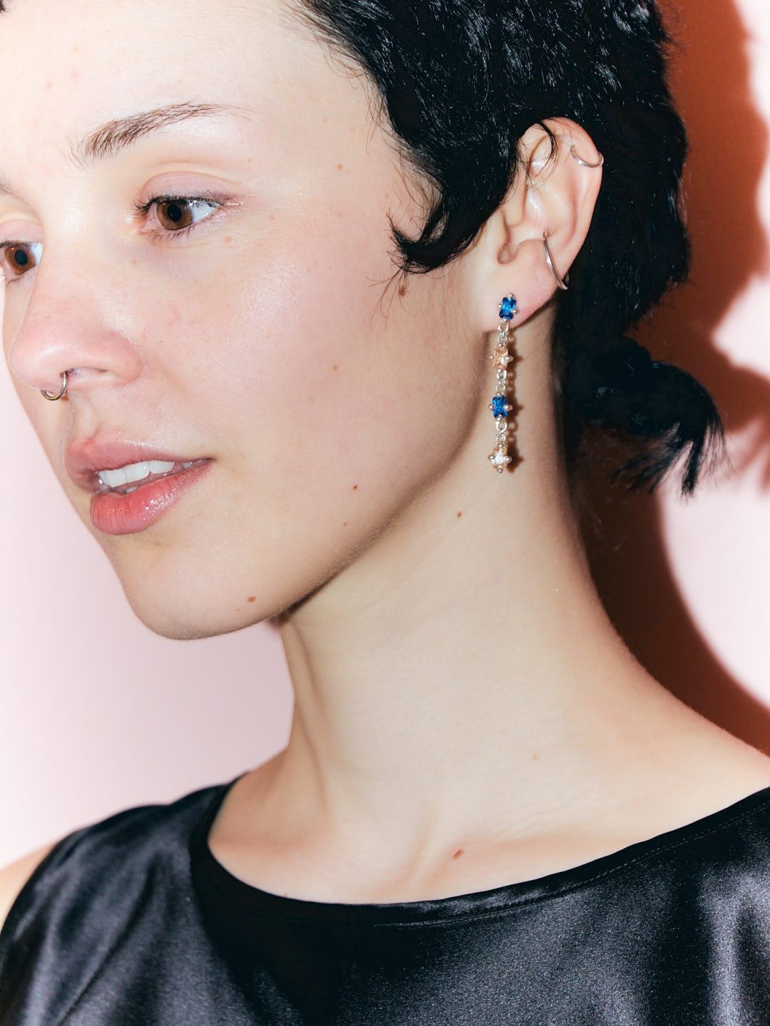 spell silver deep blue light pink earrings sofía rocha